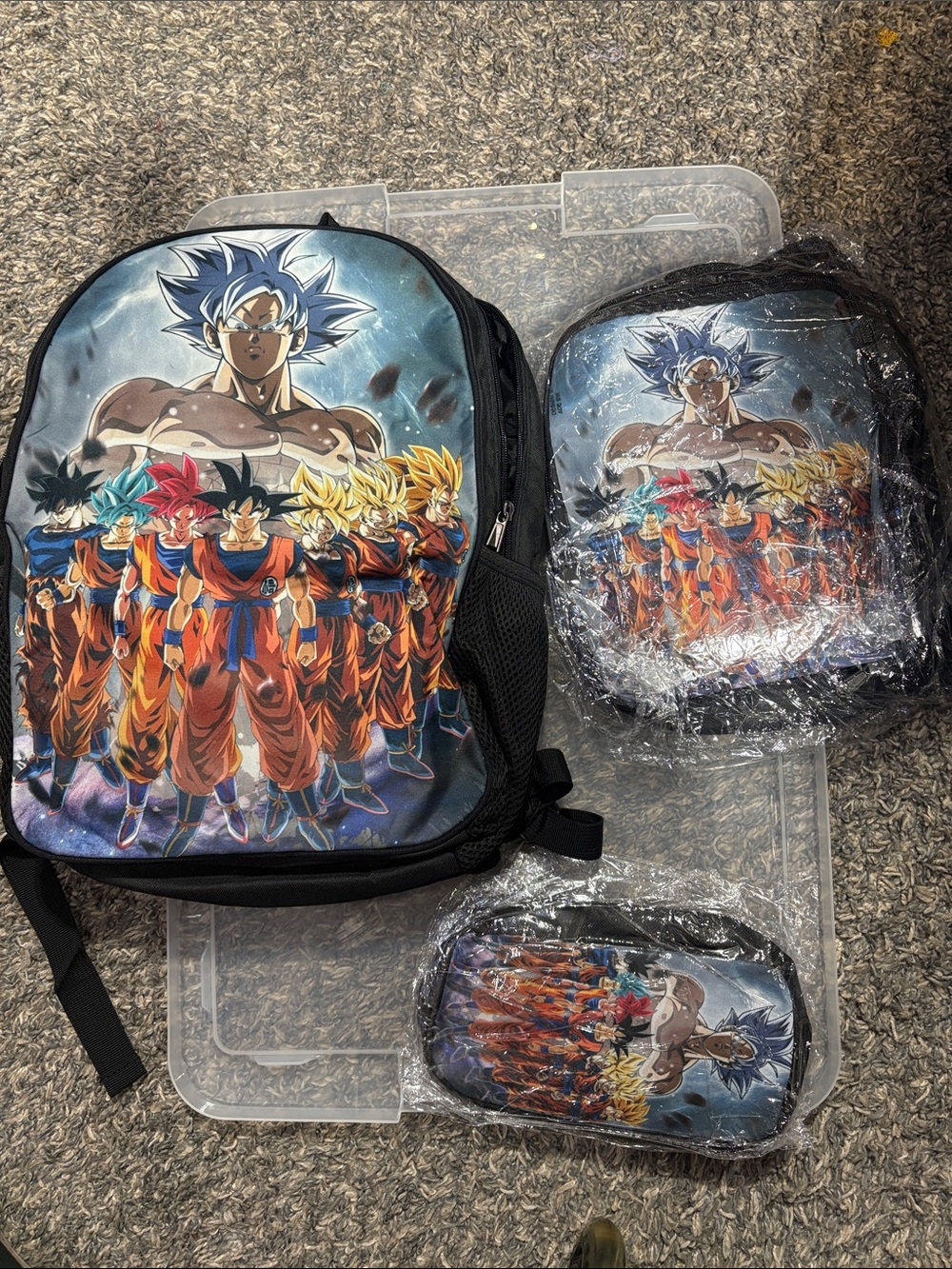 Dragon Ball Z 3 piece backpack/lunch box/pencil pouch set NWOT